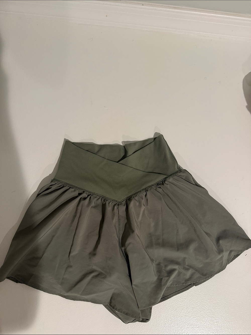 Aerie Cross Over Shorts Olive Green Worn Once
